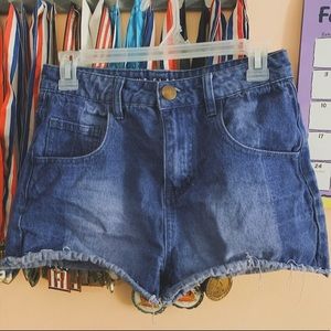 High waisted jean shorts